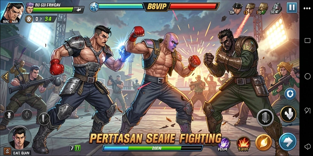 Tampilan gameplay pertarungan seru di B8VIP.
