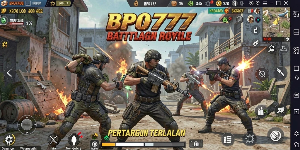 Screenshot BPO777 menampilkan aksi seru di arena Battle Royale.