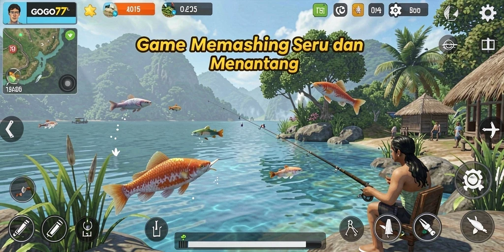 Tampilan gameplay menarik dari GOGO77 saat menangkap ikan.