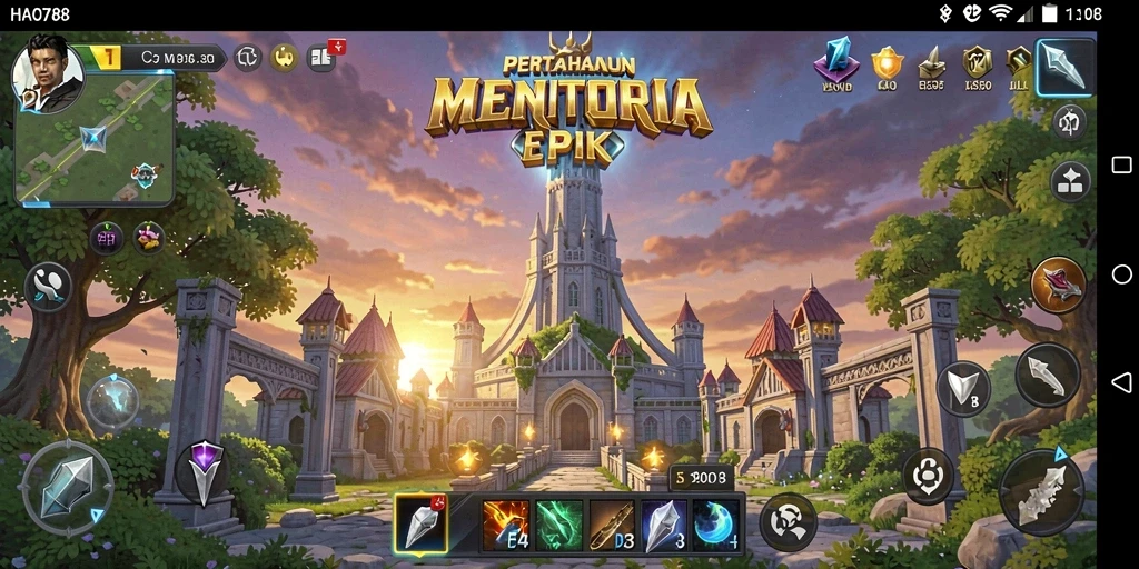 Tampilan gameplay menara pertahanan yang seru dan menantang.