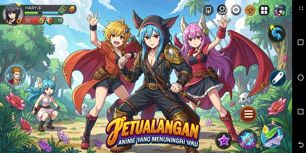 Tangkapan layar penuh aksi dari gameplay Anime HARAPJP.