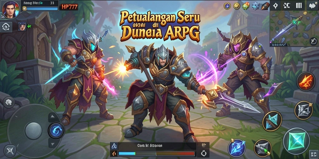 Tampilan gameplay yang mendebarkan di HP777 dengan pertarungan ARPG.