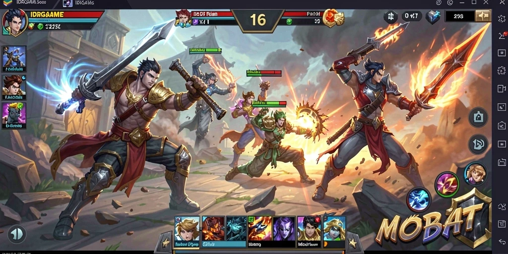 Gameplay seru di IDRGAME dengan pertarungan tim yang sengit.