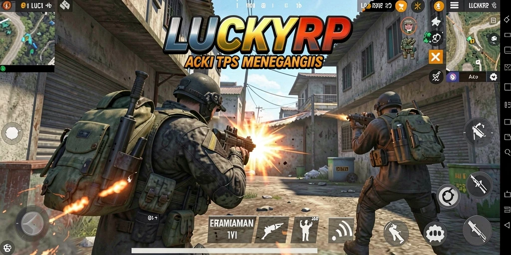 Screenshot gameplay yang menampilkan aksi menegangkan di LUCKYRP.