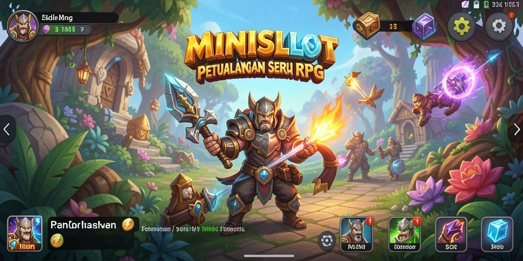 Screenshot gameplay MINISLOT yang menampilkan aksi seru dalam pertarungan RPG.