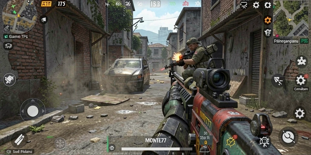 Tampilan menarik gameplay TPS MONTE77 di medan tempur.