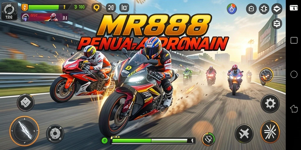 Tampilan dari gameplay seru balapan motor di MR888.