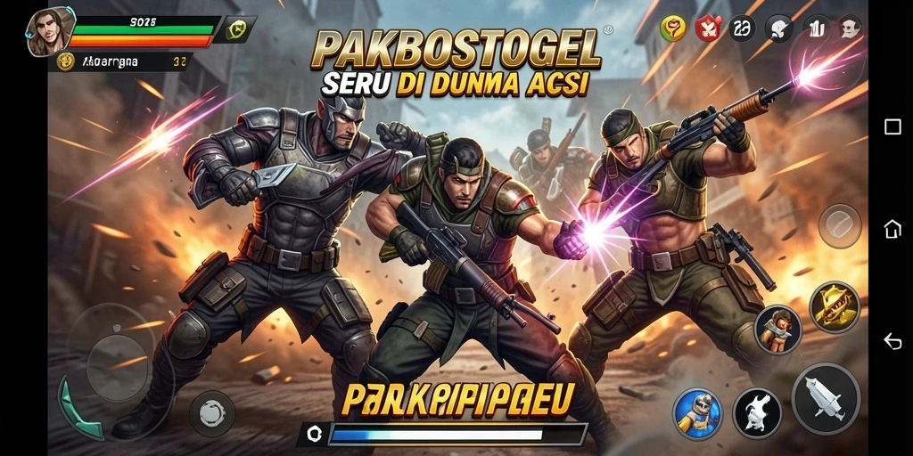 Screenshot PAKBOSTOGEL menampilkan aksi seru dalam pertempuran