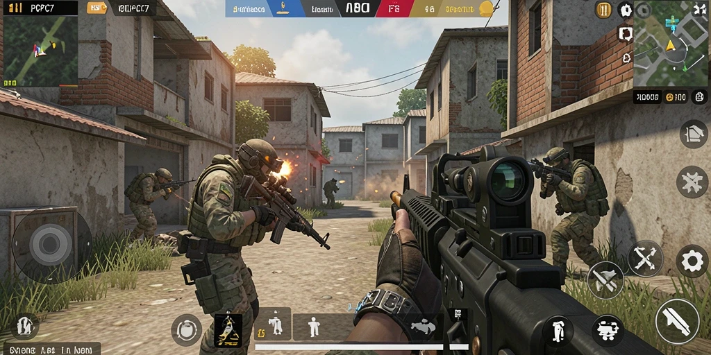 Tampilan gameplay PCPC7 dengan aksi tembak-menembak yang seru.
