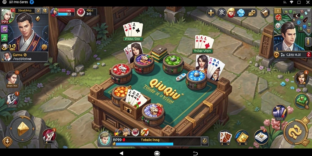 Screenshot menunjukkan aksi mendebarkan dalam permainan QiuQiu.