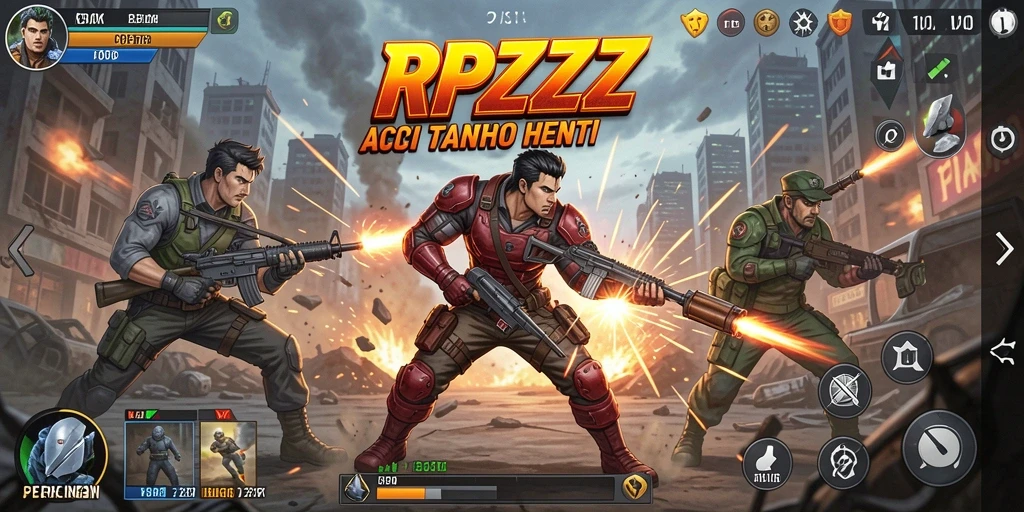 Tampilan gameplay aksi yang mendebarkan di RPZZZ.