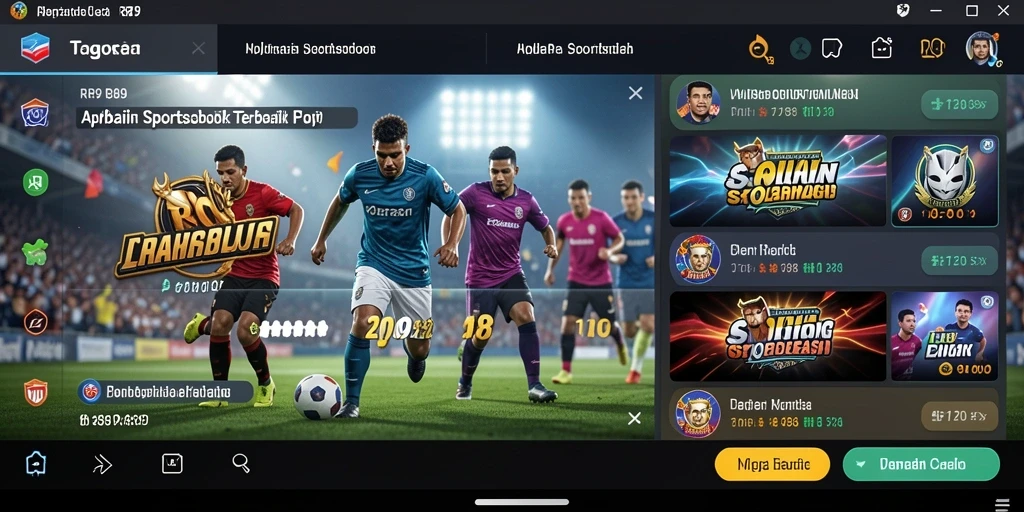 Tampilan antarmuka pengguna RR89 yang menarik dan intuitif saat bermain Sportsbook.