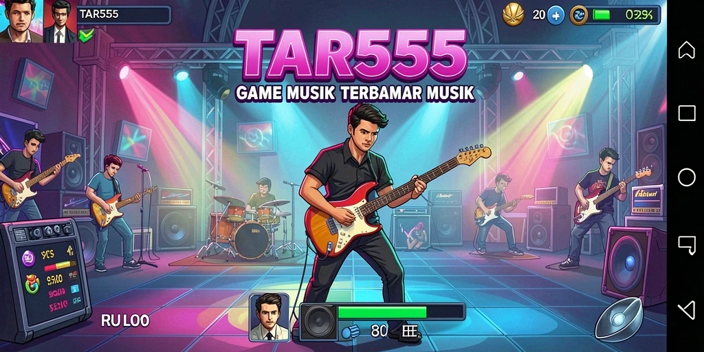 Tampilan gameplay TAR555 dengan berbagai pilihan musik yang menarik.