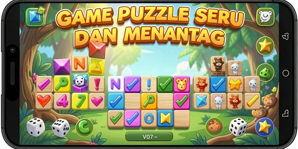 Screenshot gameplay V07 menampilkan puzzle yang menarik dan warna-warni.
