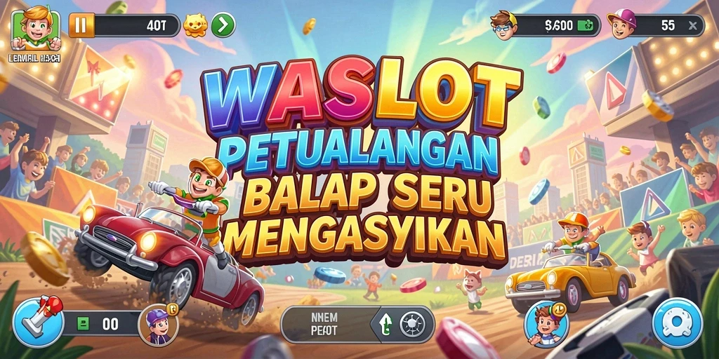 Tampilan gameplay WASLOT yang mendebarkan saat balapan di sirkuit.