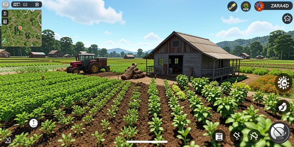 Tangkapan layar ZARA4D menampilkan keindahan ladang dan aktivitas bertani.